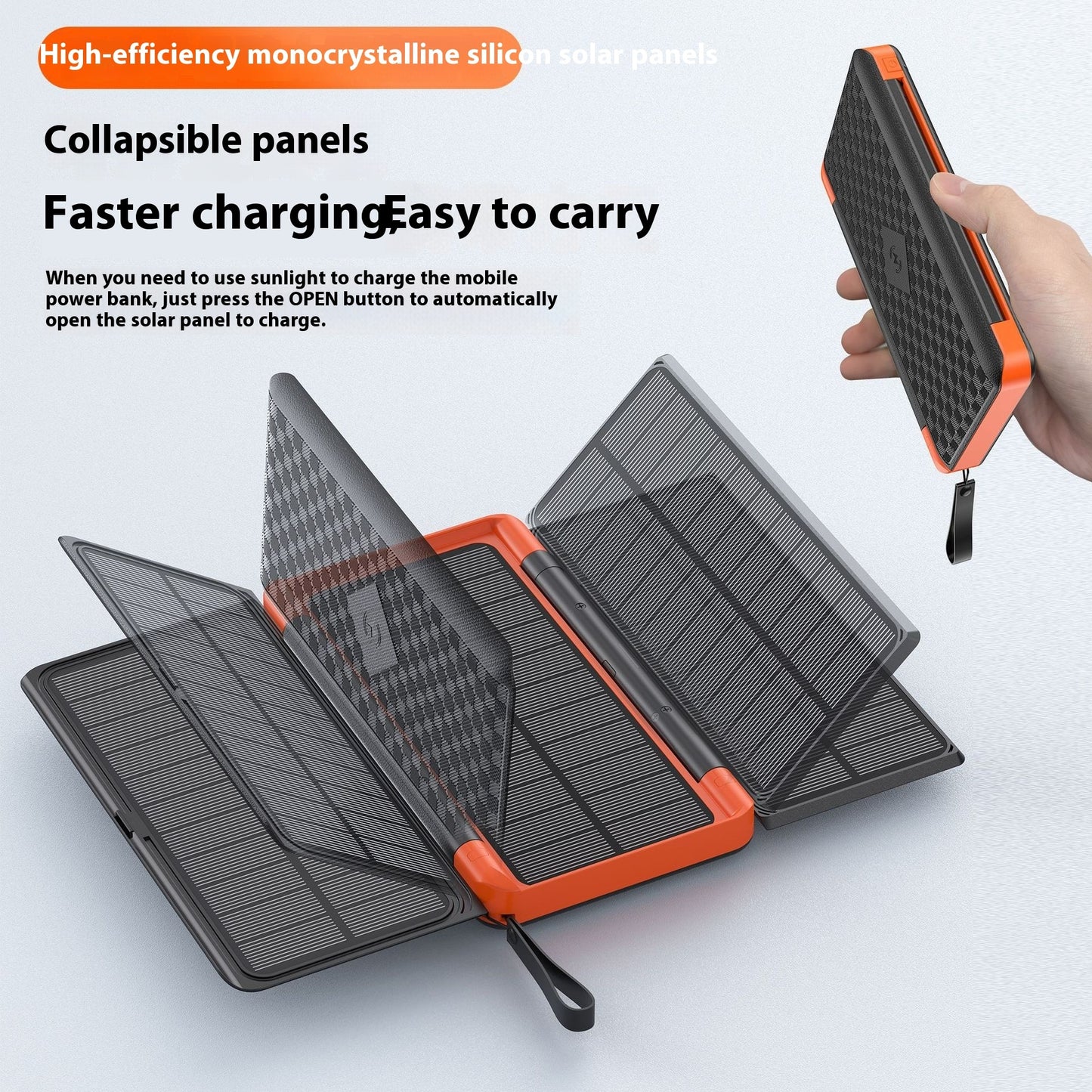 Large Capacity Outdoor Folding Solar Panels Wireless Power Bank